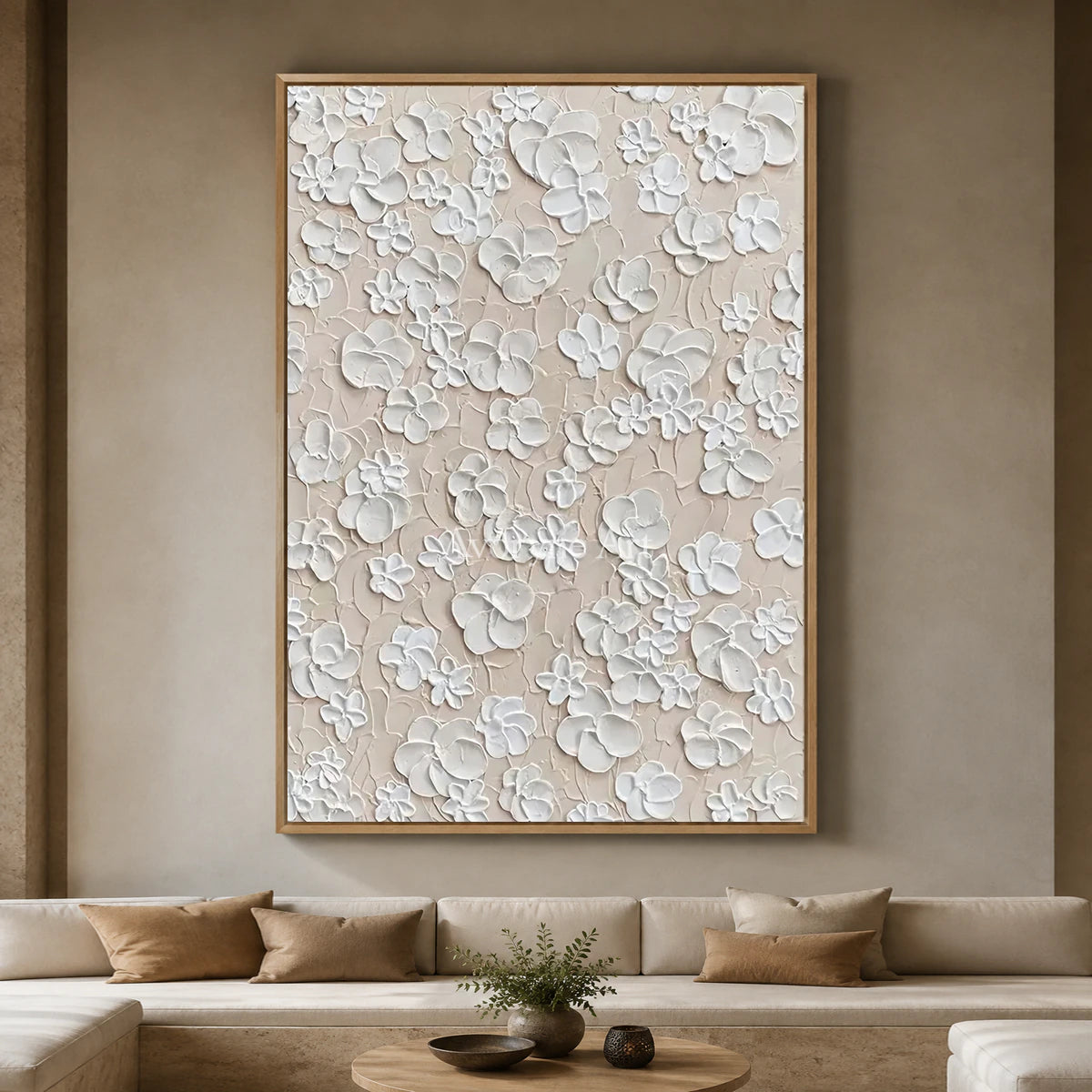 Petal Reverie: White Sculptural Floral Wall Art — hotel wood