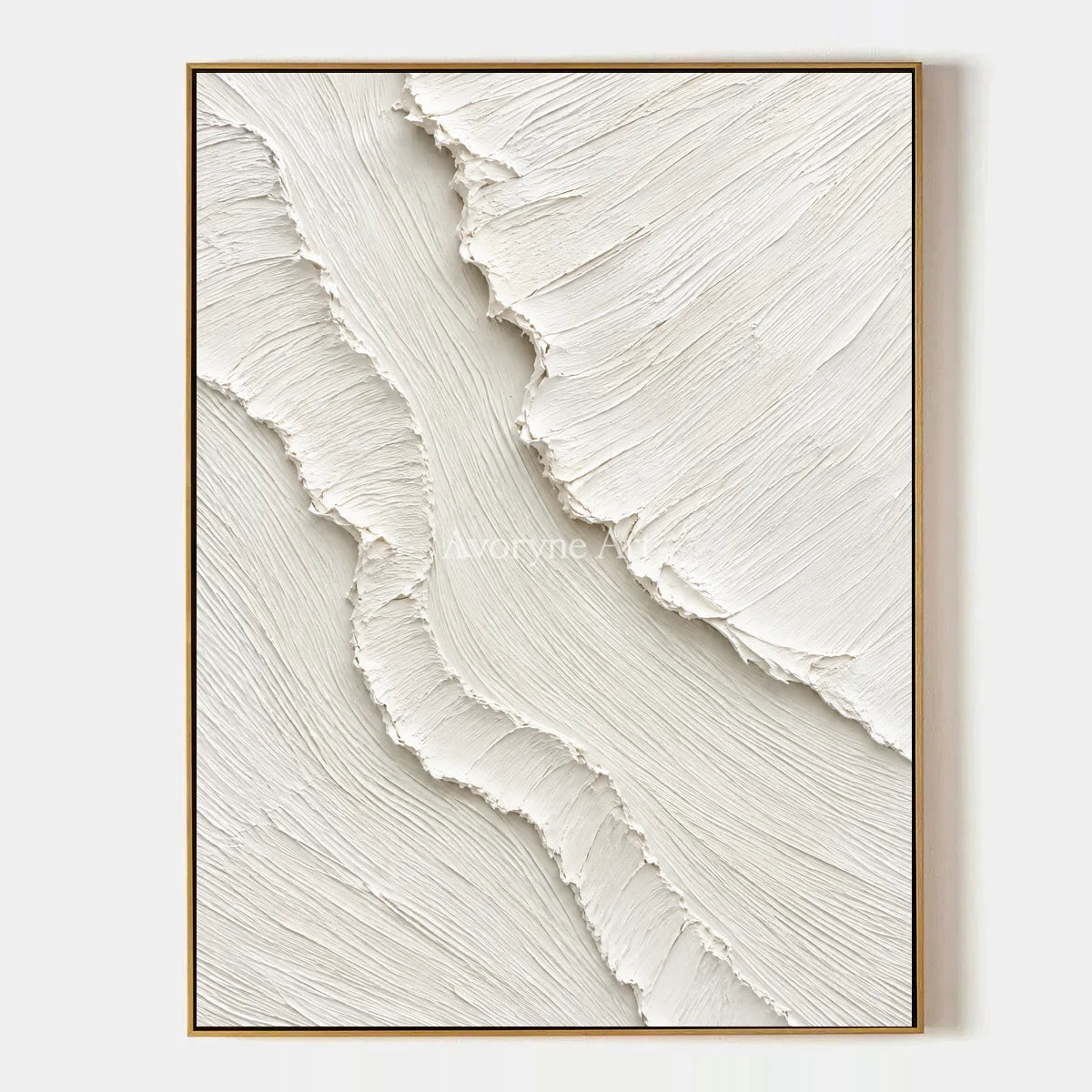 Ivory Slant: White Textured Folds Wall Art — primary