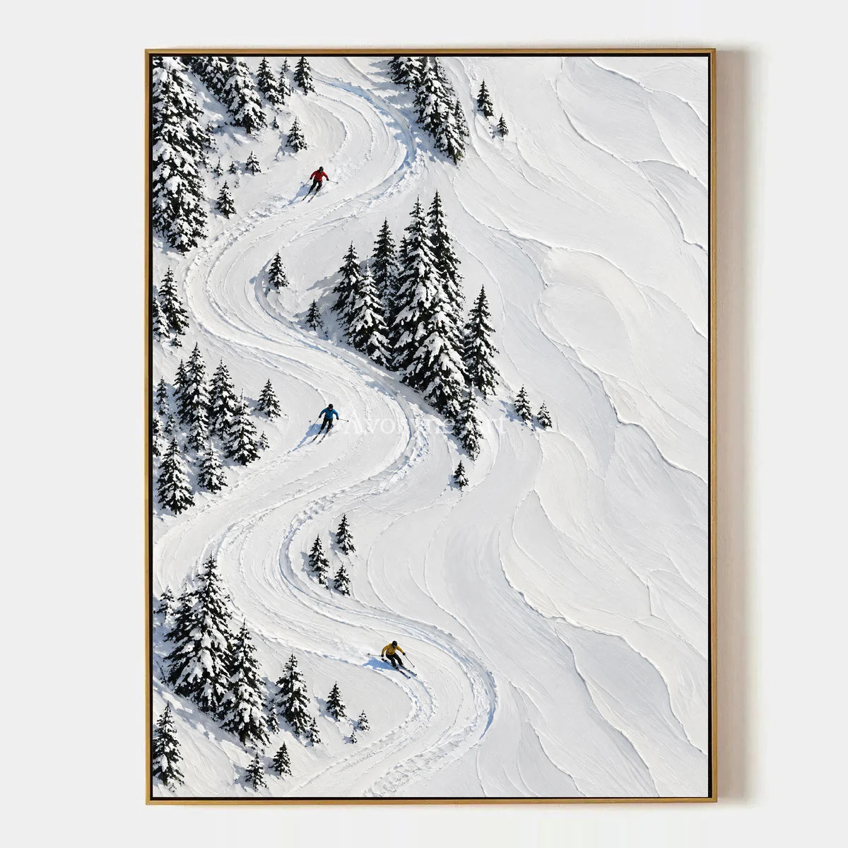 Snowbound Turns: White Winter Landscape Wall Art — primary
