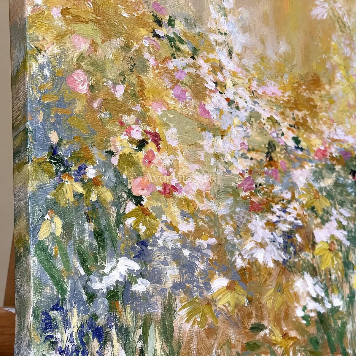 Ivory Quiet Drift: Wildflower Garden Art — detail easel