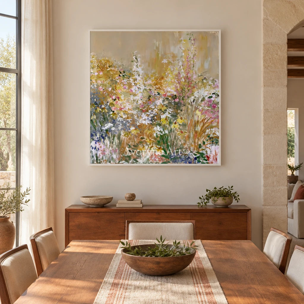 Ivory Quiet Drift: Wildflower Garden Art — dining white