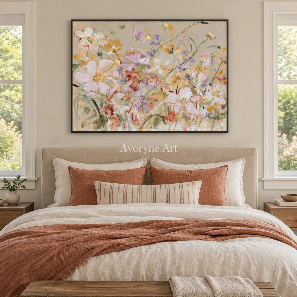 Ivory Quiet Verse: Wildflower Garden Art — bedroom black