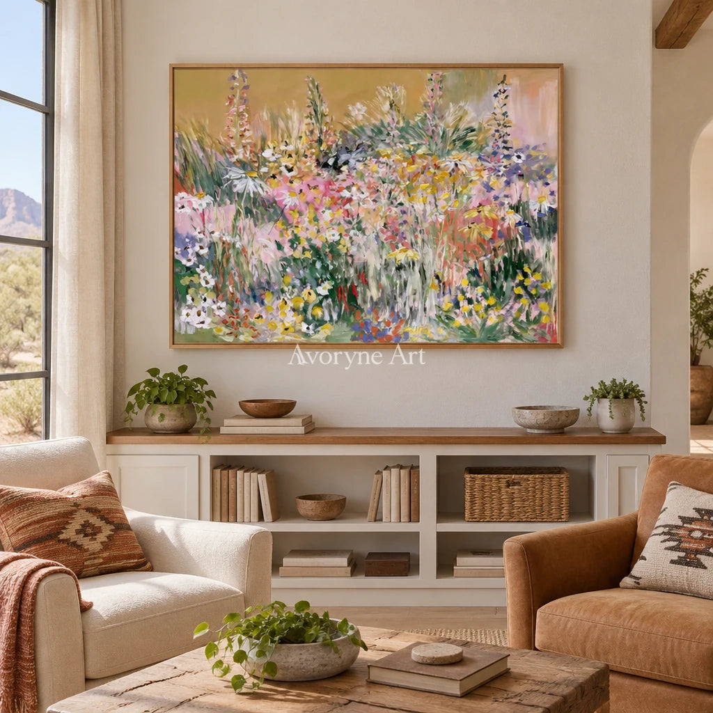Ivory Quiet Cadence: Wildflower Garden Art — villa wood