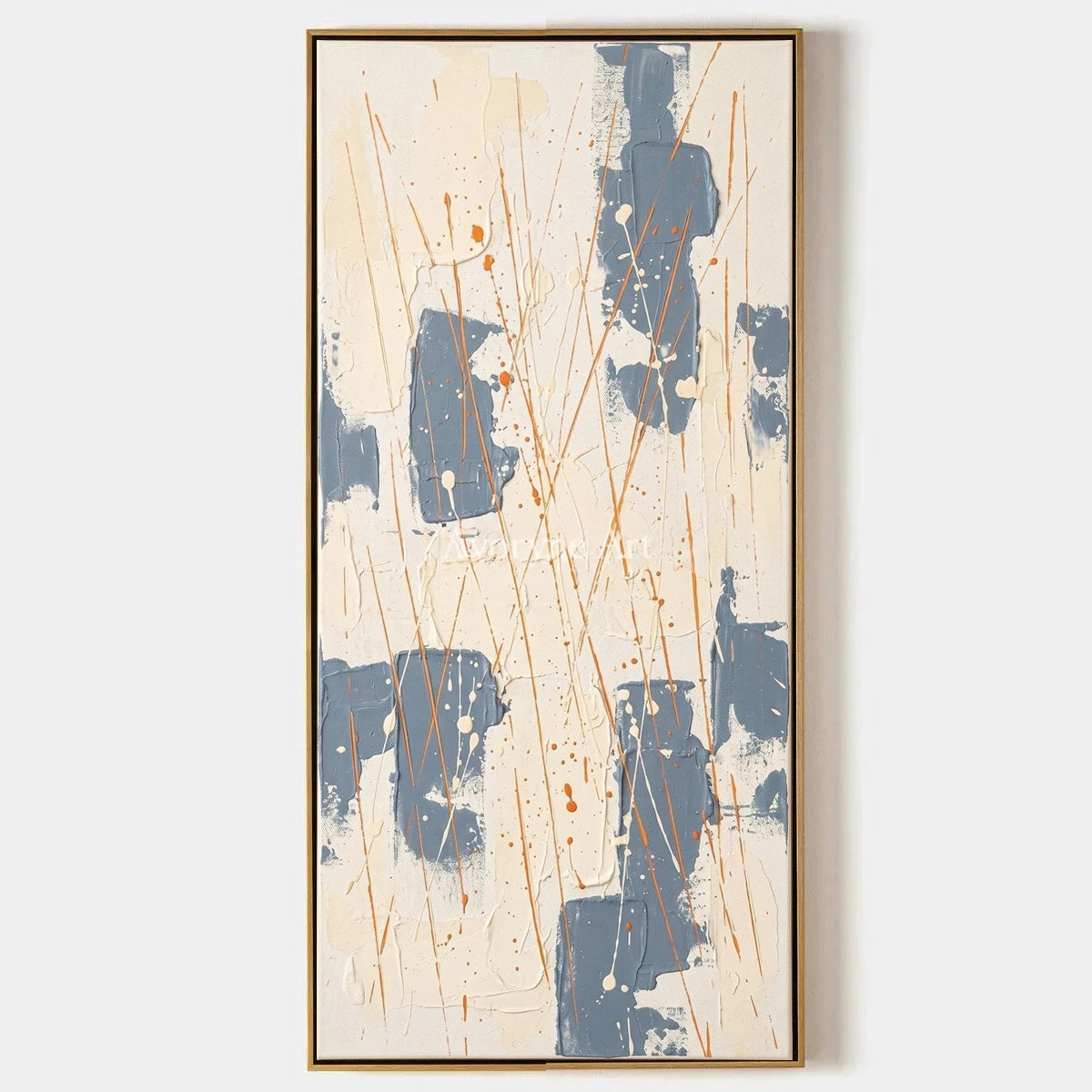 Golden Gesture, hand-painted abstract brushwork wall art by Marco Ferrari