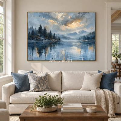 Blue Stillwater: Alpine Lake Landscape Wall Art — living gold