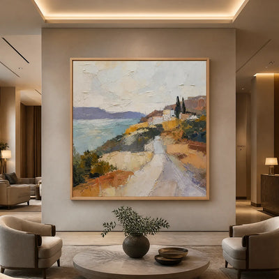 Amalfi Light: Coastal Landscape Wall Art - hotel wood frame