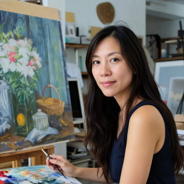 Nadia Tan in her painting studio