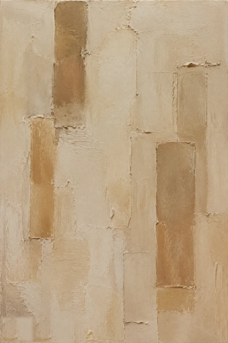Ivory and sand textured vertical geometric forms