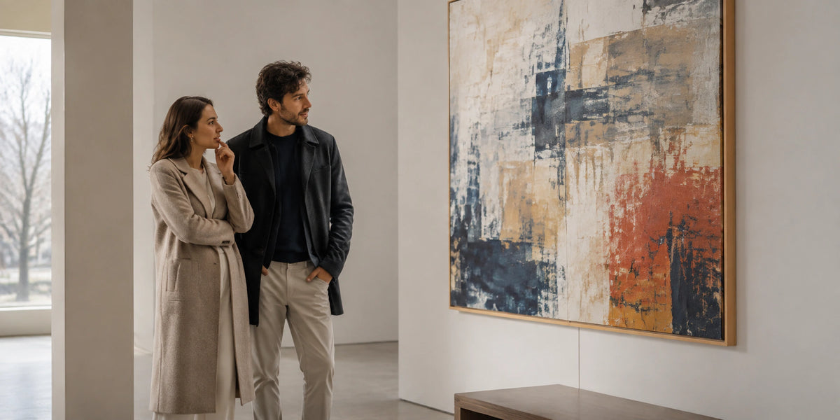 Original artwork arranged within a refined interior