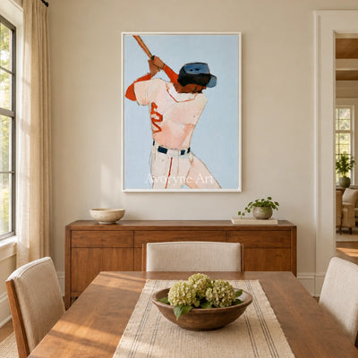 Ivory Amber Reverie: Baseball Figure Art — dining white