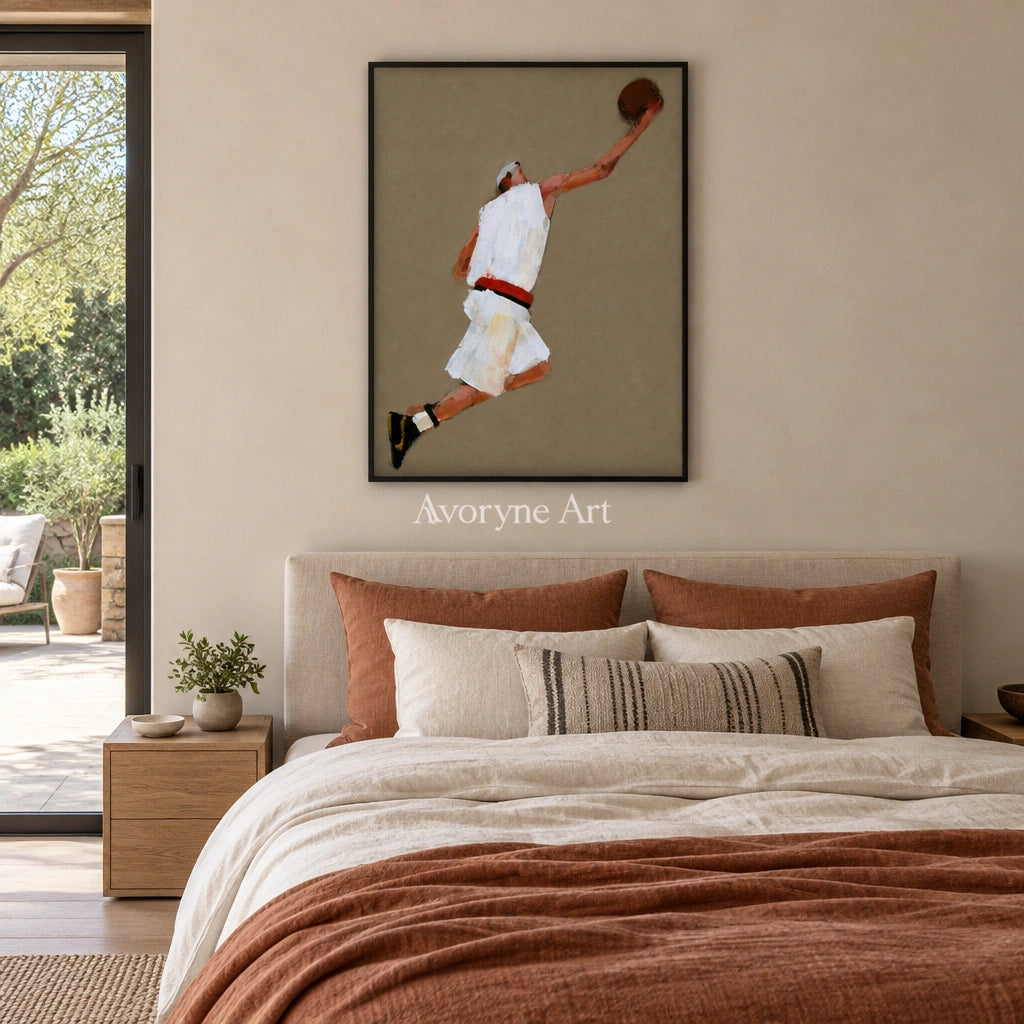Ivory Gentle Memory: Basketball Figure Art — bedroom black