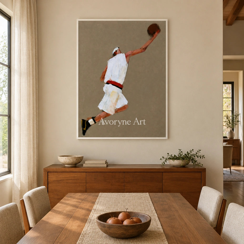 Ivory Gentle Memory: Basketball Figure Art — dining white