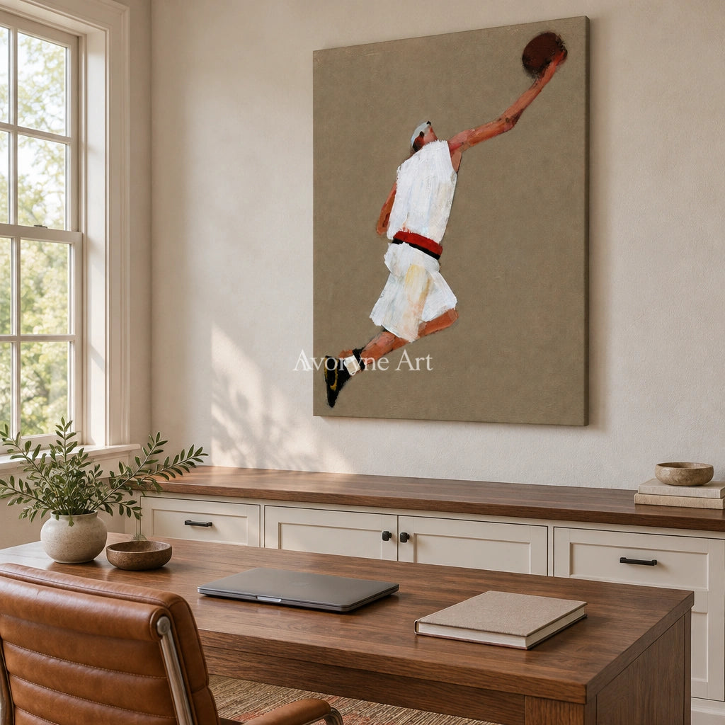 Ivory Gentle Memory: Basketball Figure Art — office frameless