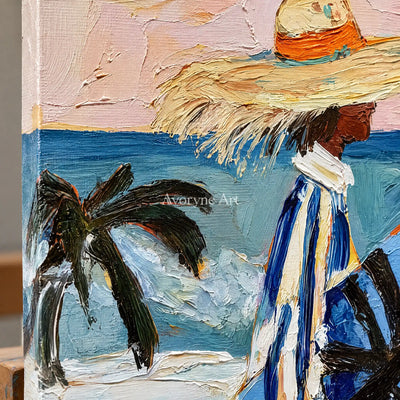 Ivory Winding Sonata: Beach Walker Art — detail easel