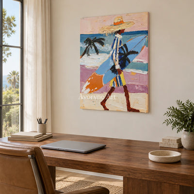 Ivory Winding Sonata: Beach Walker Art — office frameless