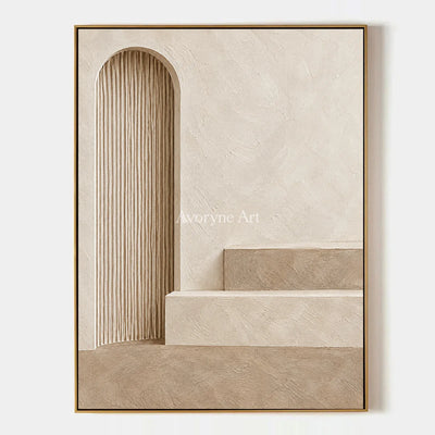Arched Stillness: Beige Architectural Relief Wall Art — primary