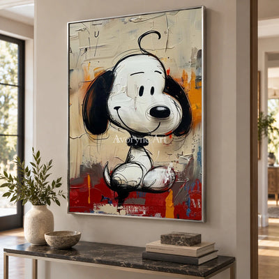 Small Companion: Beige Cartoon Dog Graffiti Wall Art — entry silver