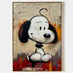 Small Companion: Beige Cartoon Dog Graffiti Wall Art — primary
