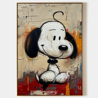 Small Companion: Beige Cartoon Dog Graffiti Wall Art — primary
