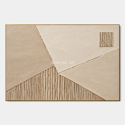 Sandstone Junction: Beige Geometric Relief Wall Art — primary