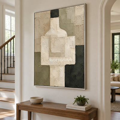 Vessel Trace: Beige Geometric Still Life Art — entry silver