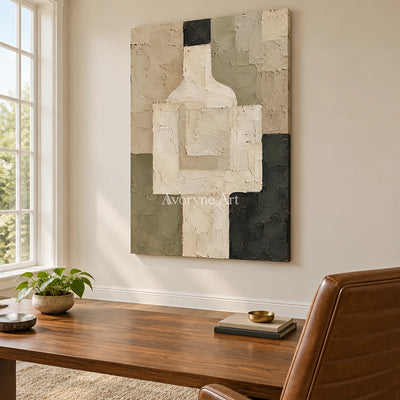 Vessel Trace: Beige Geometric Still Life Art — office frameless
