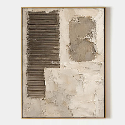 Earthen Intervals: Beige Geometric Texture Wall Art — primary