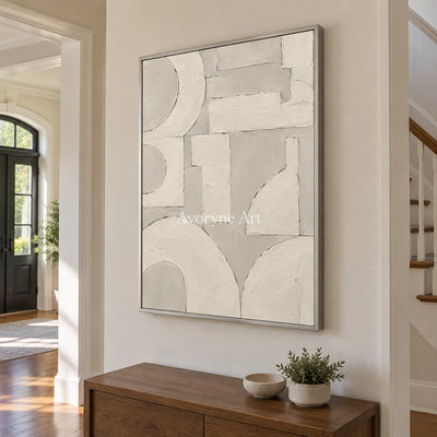 Aven Ivory Assembly: Beige Geometric Textured Art — entry silver