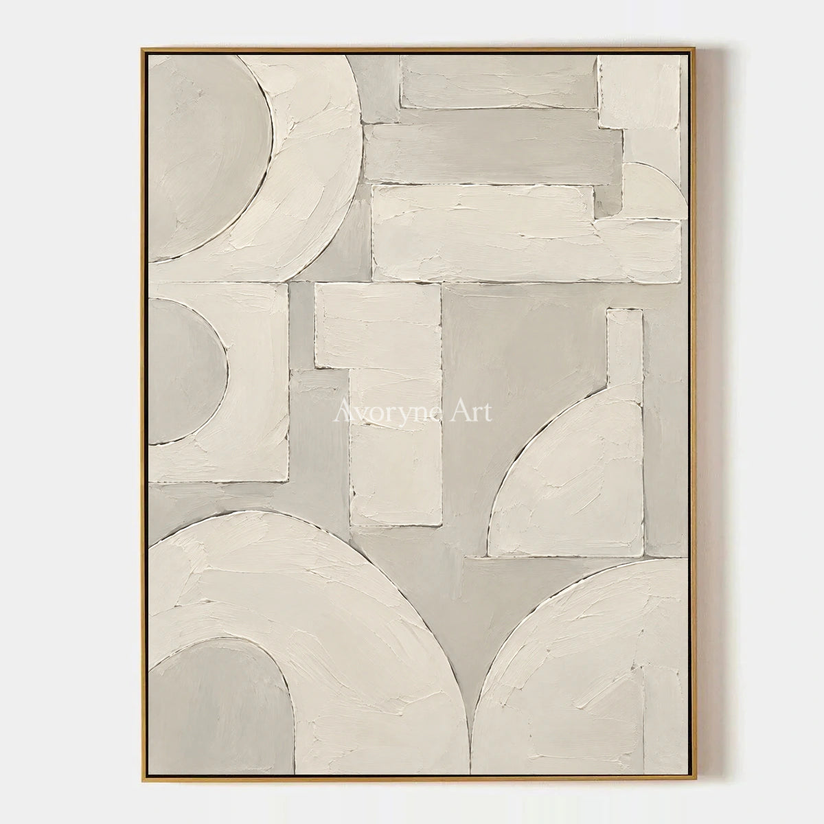 Aven Ivory Assembly: Beige Geometric Textured Art — primary