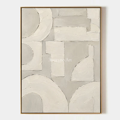 Aven Ivory Assembly: Beige Geometric Textured Art — primary