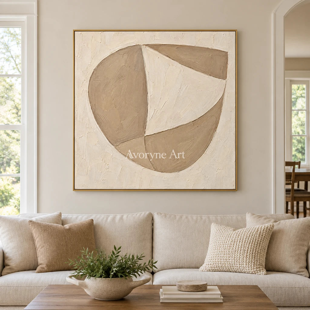 Quiet Facets: Beige Geometric Textured Art Wall Art — living gold