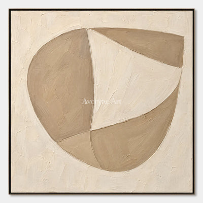Quiet Facets: Beige Geometric Textured Art Wall Art — primary