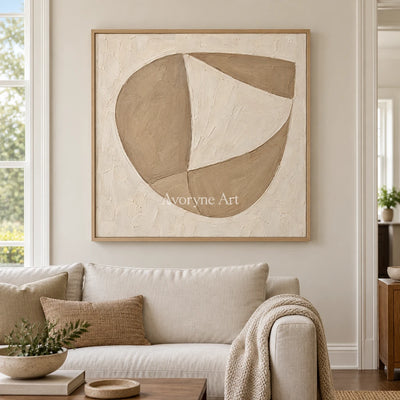 Quiet Facets: Beige Geometric Textured Art Wall Art — villa wood