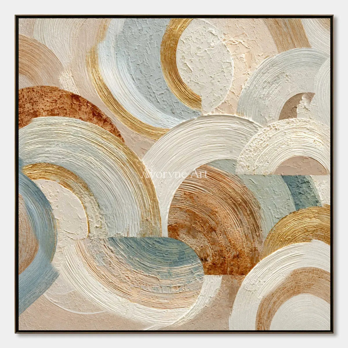 Cloud Arcadia: Beige Layered Arc Square Abstract Wall Art — primary