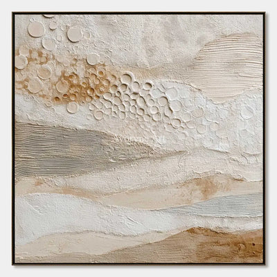 A Gentle Accumulation: Beige Layered Texture and Circle Wall Art — primary