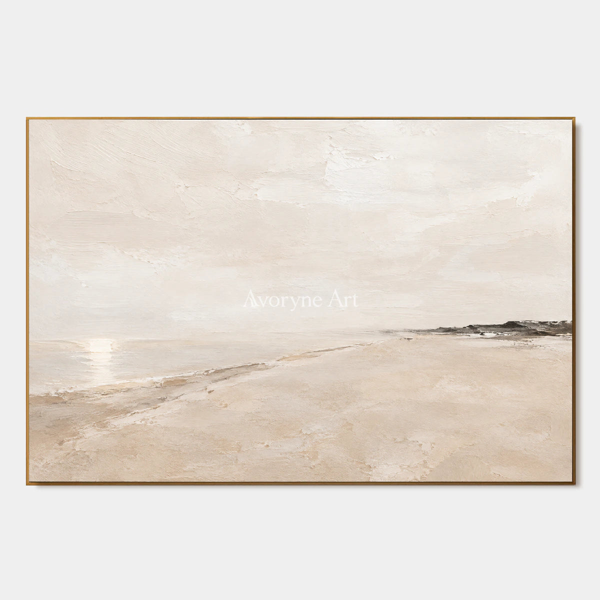 Distant Sandline: Beige Minimal Landscape Wall Art — primary