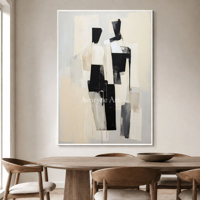 Parallel Company: Beige Minimalist Figure Wall Art — dining white