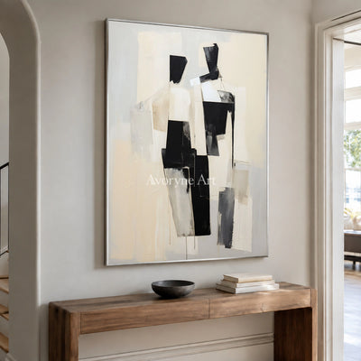 Parallel Company: Beige Minimalist Figure Wall Art — entry silver