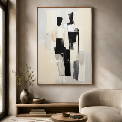 Parallel Company: Beige Minimalist Figure Wall Art — hotel wood