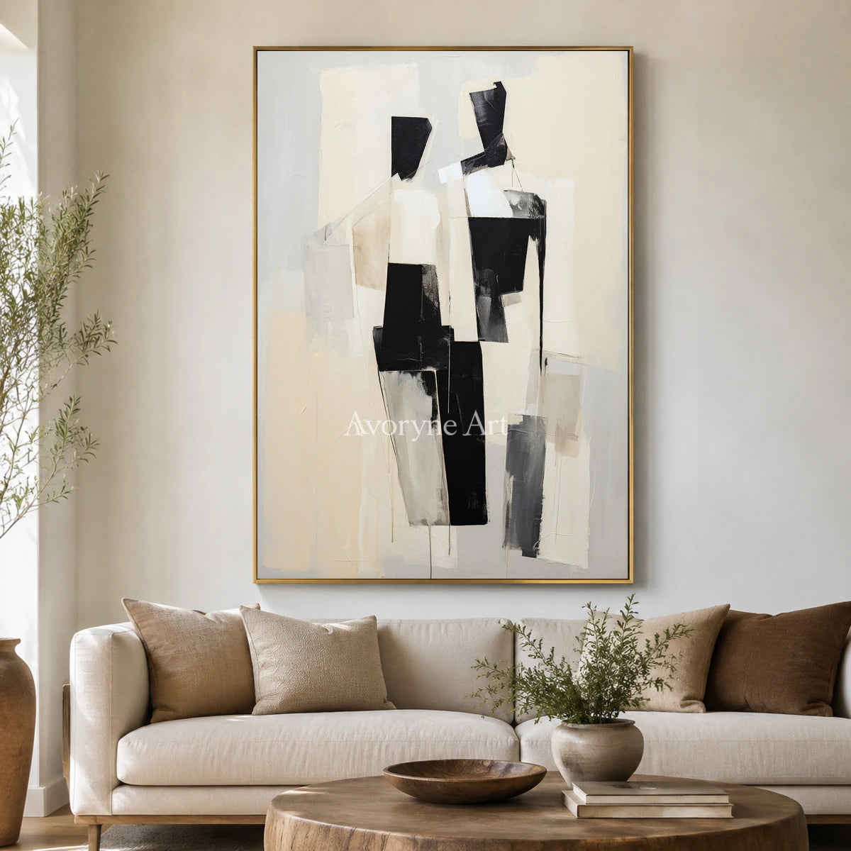Parallel Company: Beige Minimalist Figure Wall Art — living gold