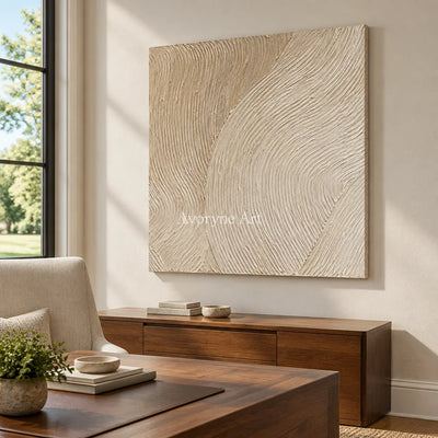 Linen Current: Beige Minimalist Texture Art — office frameless