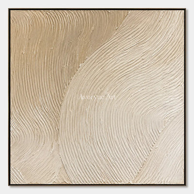Linen Current: Beige Minimalist Texture Art — primary
