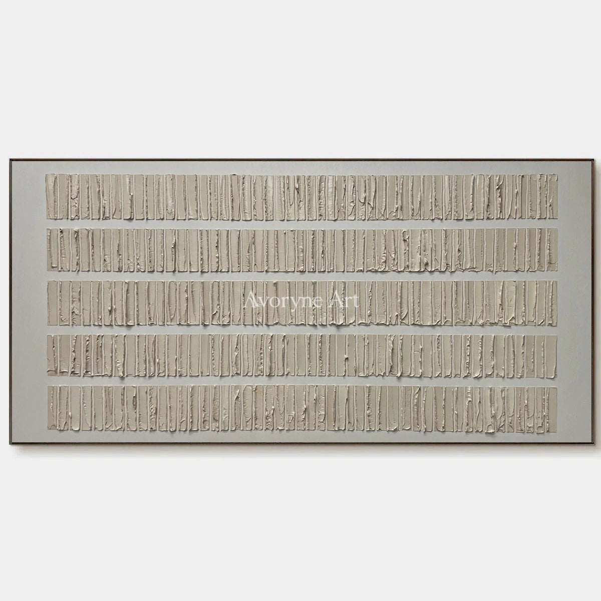 Linen Intervals: Beige Panoramic Linear Texture Wall Art — primary