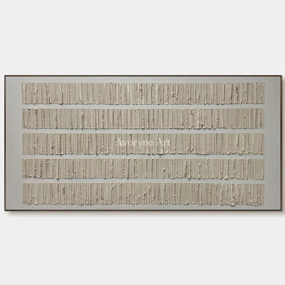 Linen Intervals: Beige Panoramic Linear Texture Wall Art — primary