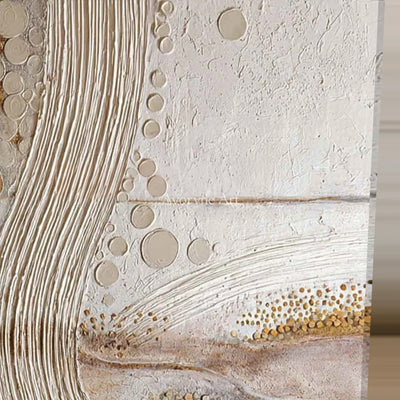 Contour of Dawn: Beige Ridged Abstract Wall Art — detail easel