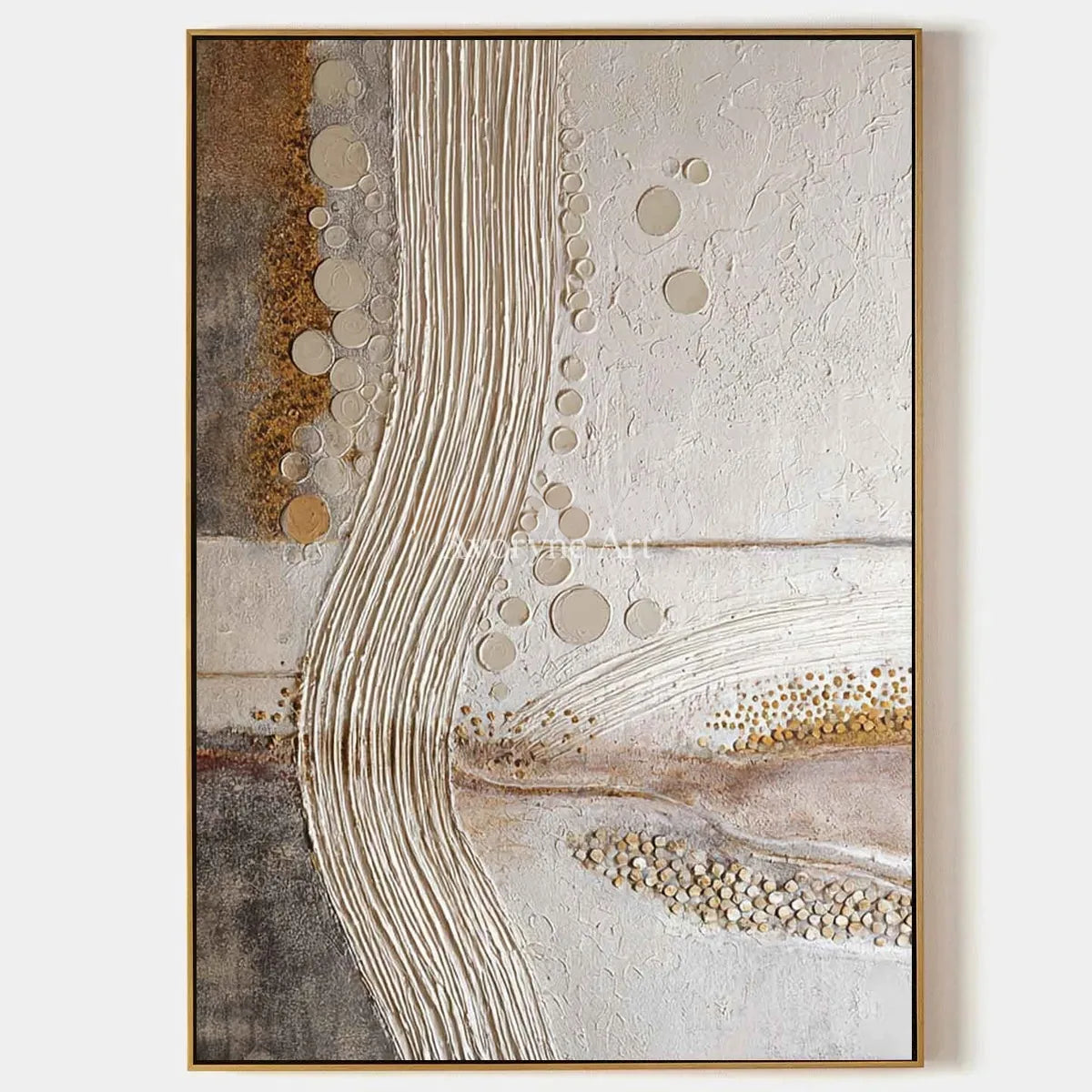 Contour of Dawn: Beige Ridged Abstract Wall Art — primary