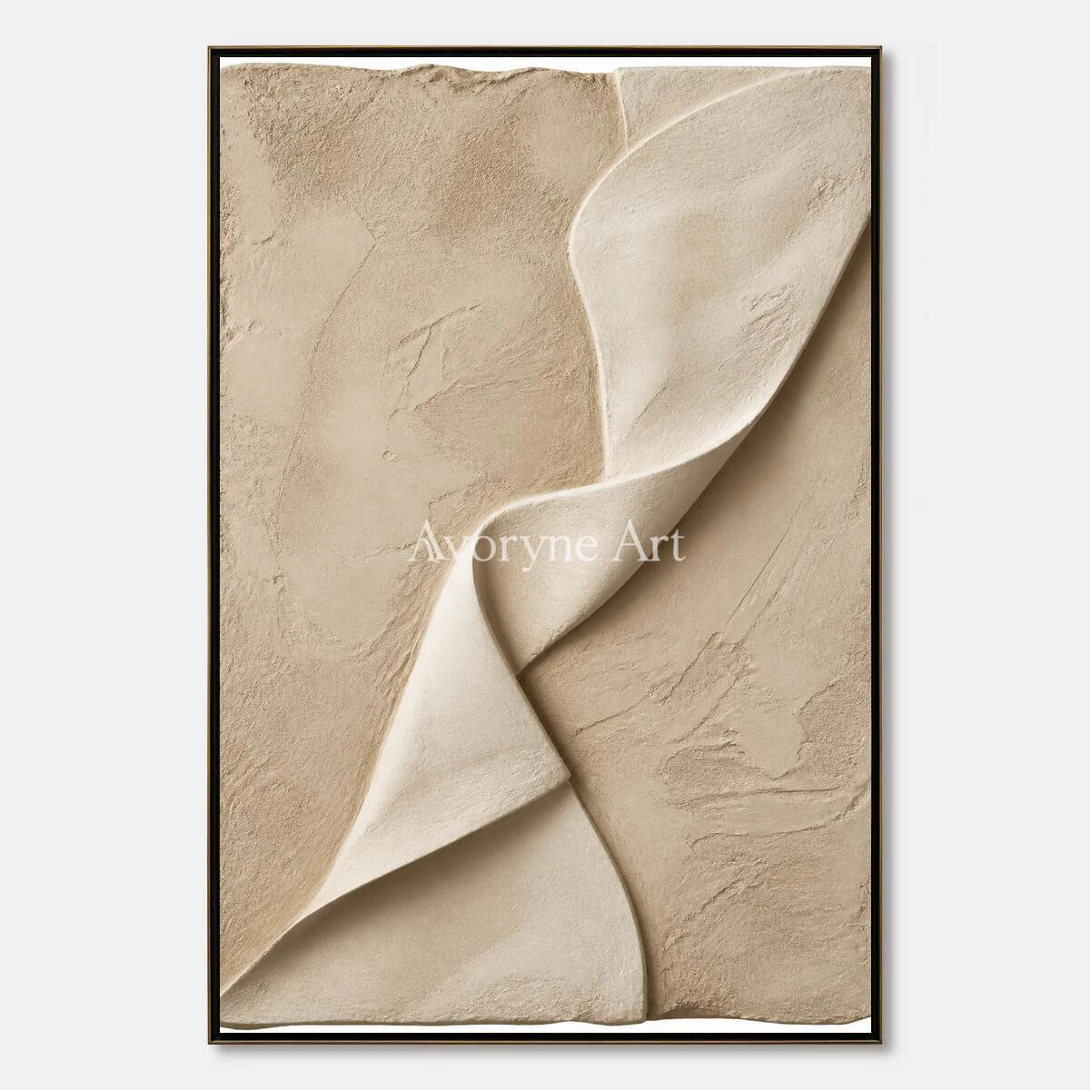 Linen Cascade: Beige Sculptural Abstract Wall Art - main