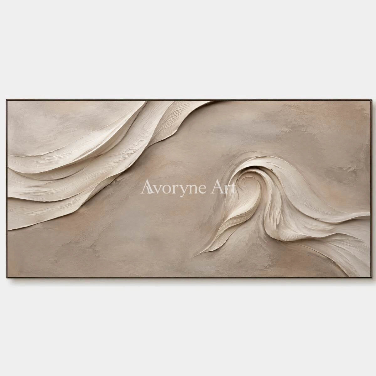 Sandfold Horizon: Beige Sculptural Panoramic Wall Art - main
