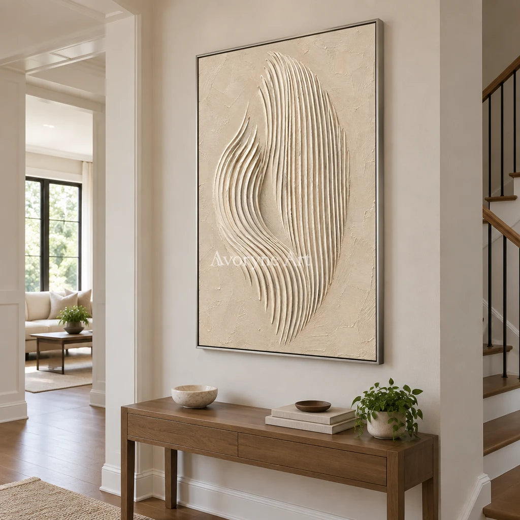 Dune Filament: Beige Sculptural Texture Art — entry silver