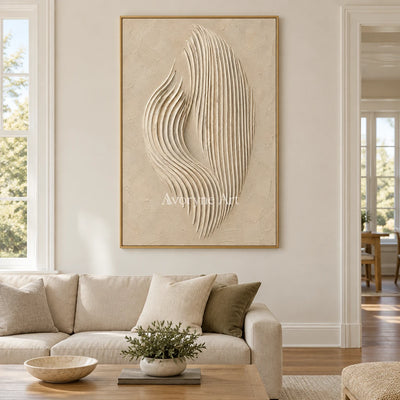 Dune Filament: Beige Sculptural Texture Art — living gold